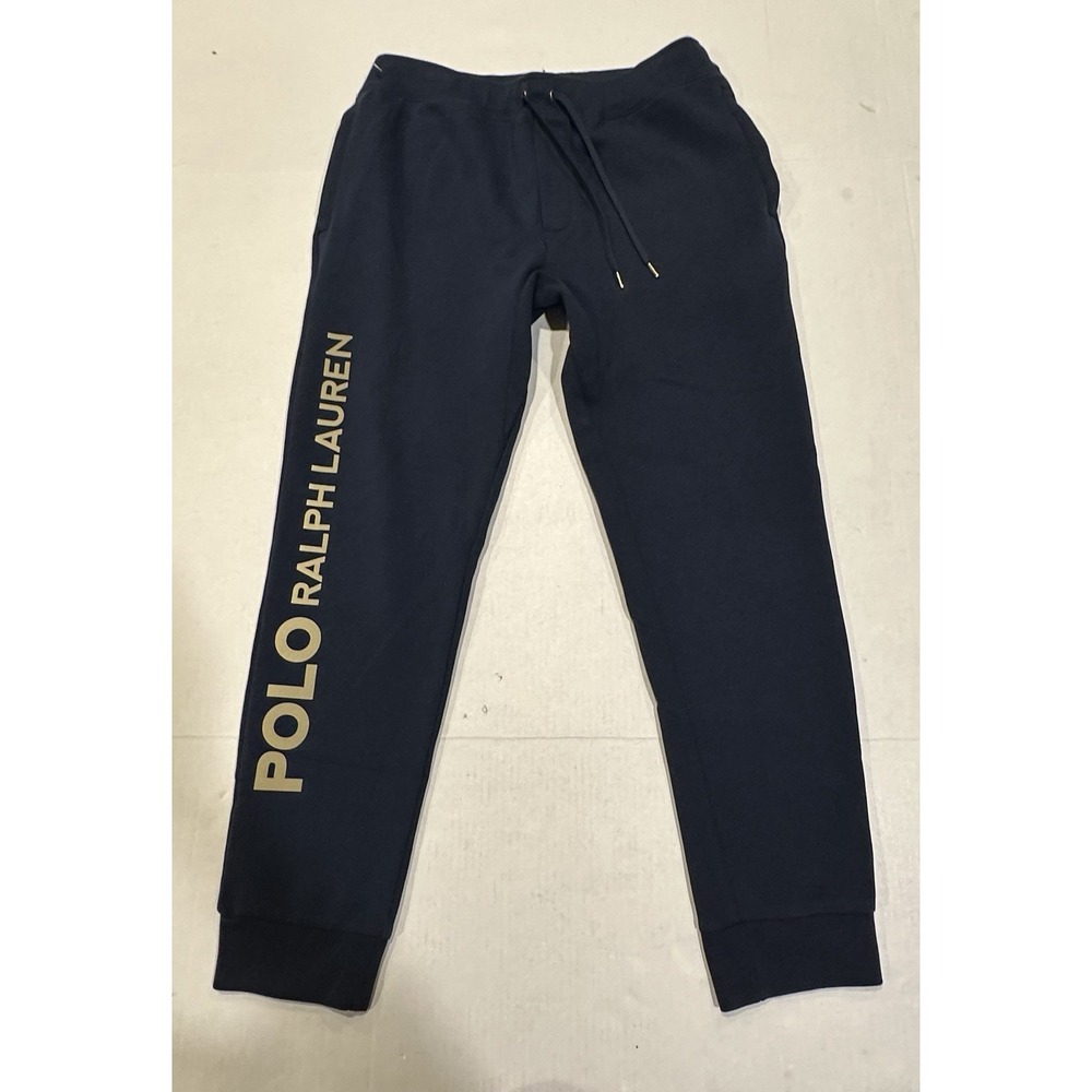Polo Ralph Lauren Navy Sweatpants Joggers Navy Blue Gold Logo Mens Size Medium